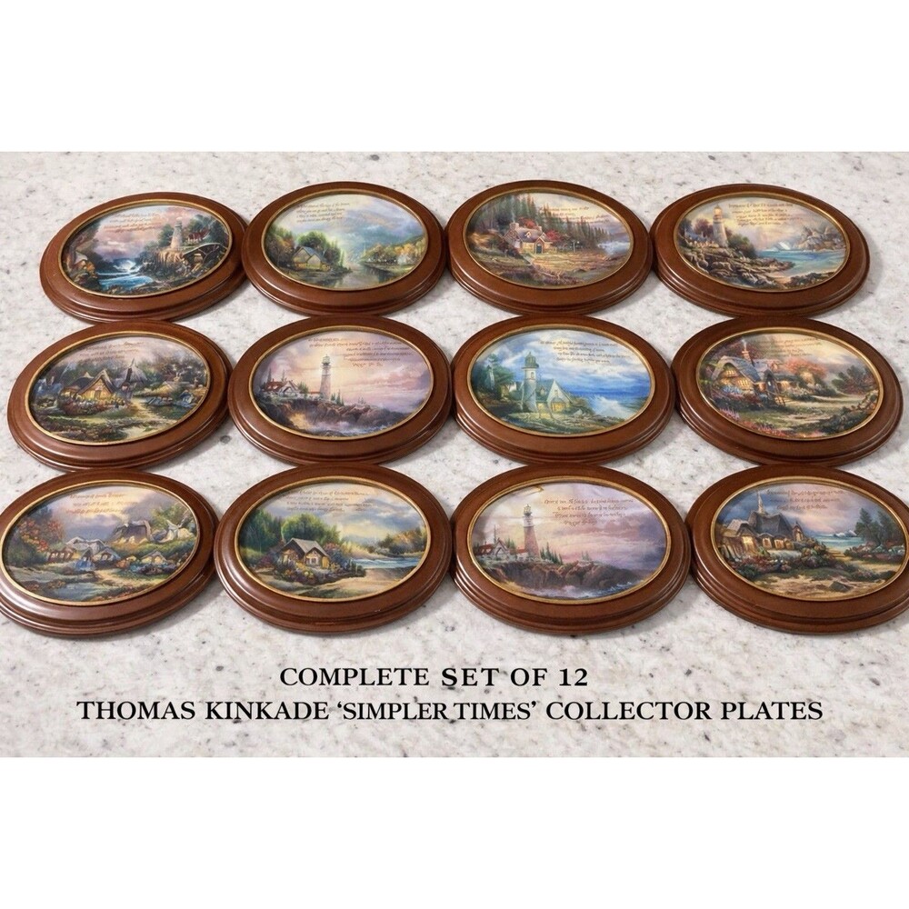 Thomas Kinkade Guiding Lights Collection Set of 12 Plates Bradford Exchange